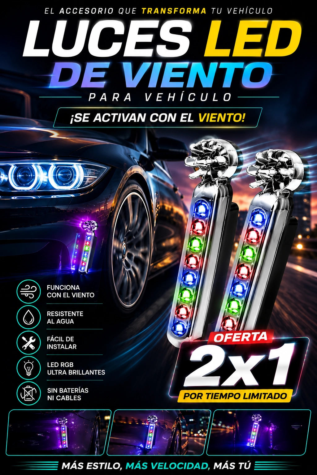 Luces LED de Viento para Vehículo. OFERTA 2x1