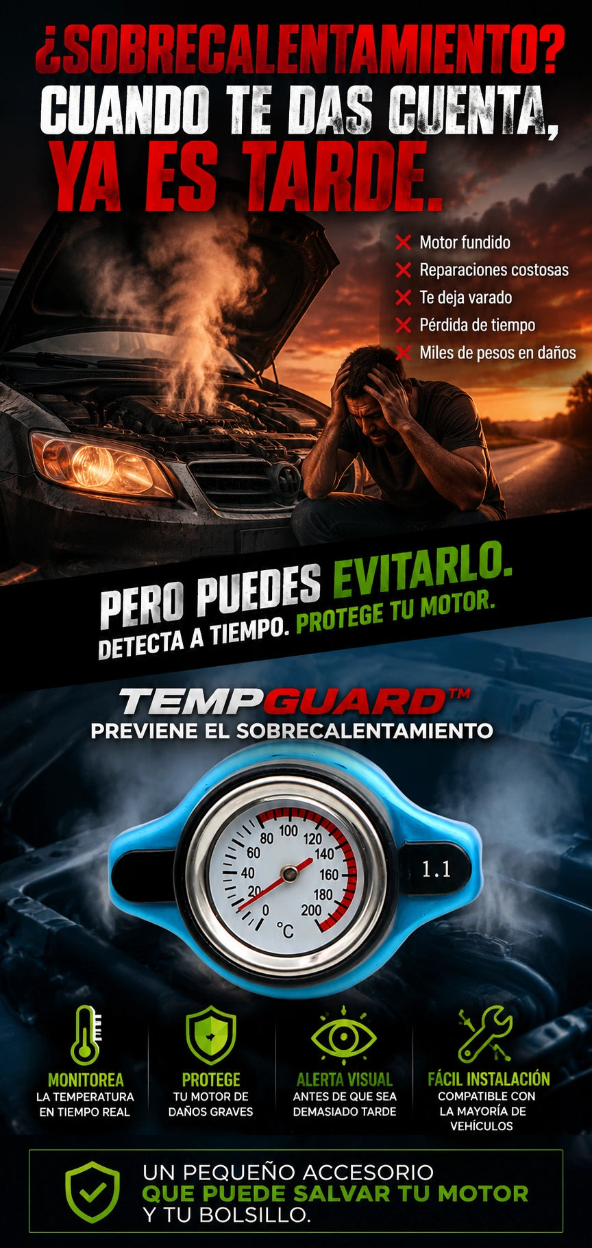 TempGuard™ – Previene el Sobrecalentamiento del Motor